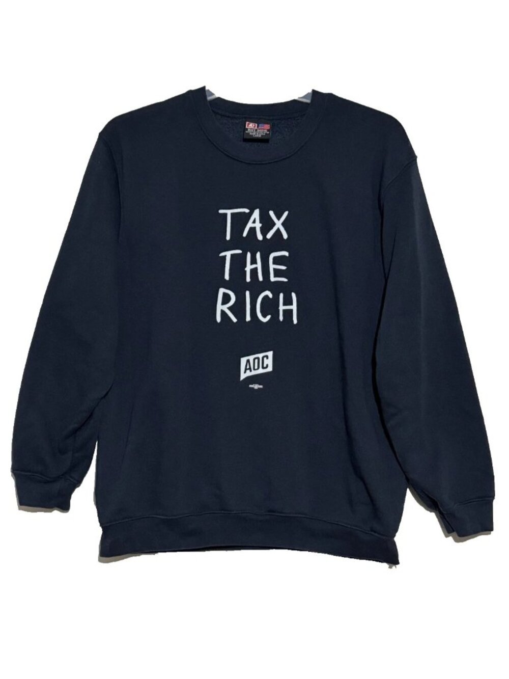 TAX THE RICH AOC Sweat Shirt Womens Size L Large Black Long Sleeve Crew Neck
